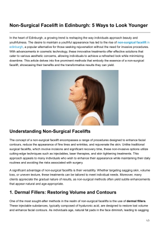 Non-Surgical Facelift in Edinburgh 5 Ways to Look Younger