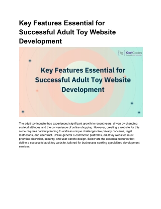 Key Features Essential for Successful Adult Toy Website Development