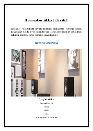 Huoneakustiikka  ideaali.fi