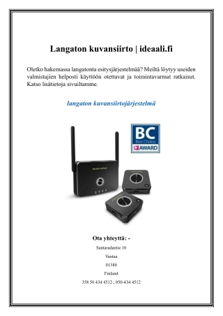Langaton kuvansiirto  ideaali.fi