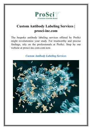 Custom Antibody Labeling Services  prosci-inc.com