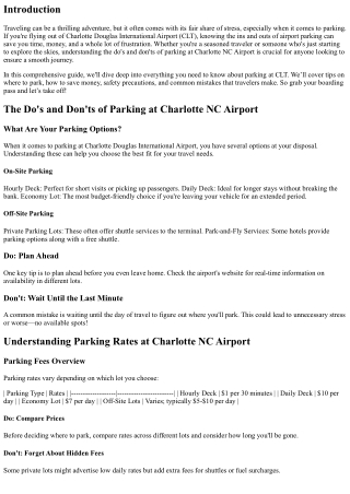 The Do's and Don'ts of Parking at Charlotte NC Airport