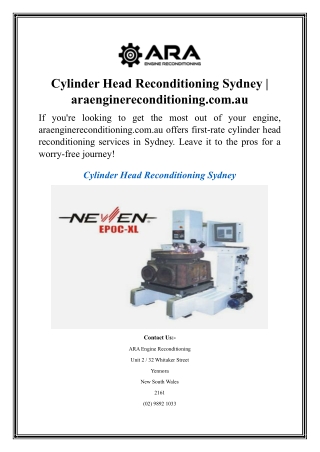 Cylinder Head Reconditioning Sydney  araenginereconditioning.com.au