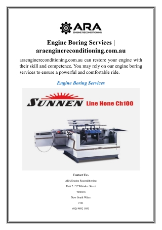 Engine Boring Services  araenginereconditioning.com.au
