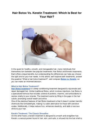 Hair Botox Vs Keratin Treatment - Which Is Best for Your Hair - Bodycraft