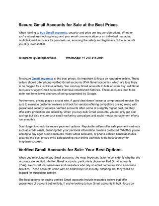 Best Place to Buy Gmail Accounts – Aged & PVA Accounts