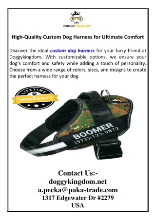 High-Quality Custom Dog Harness for Ultimate Comfort