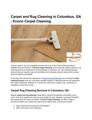 Carpet and Rug Cleaning in Columbus, GA - Econo Carpet Cleaning