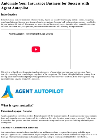 Automate Your Insurance Business for Success with Agent Autopilot