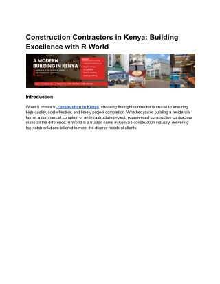 Construction Contractors in Kenya Building Excellence with R World