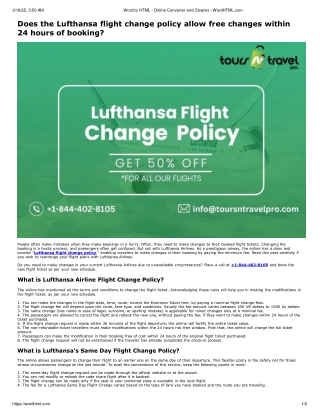 Lufthansa flight change policy | Tour N Travel Pro