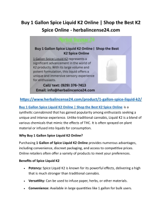 Buy 1 Gallon Spice Liquid K2 Online Shop the Best K2 Spice Online - herbalincense24