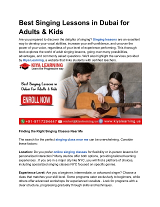Best Singing Lessons in Dubai for Adults & Kids