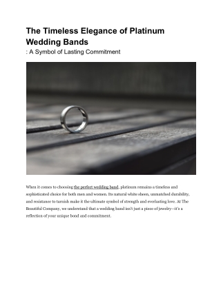 The Luxury of Platinum: A Perfect Choice for Wedding Rings