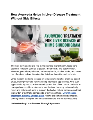 How Ayurveda Helps in Liver Disease Treatment Without Side Effects