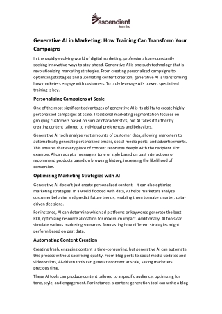 Generative AI in Marketing How Training Can Transform Your Campaigns