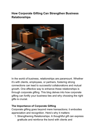 How Corporate Gifting Can Strengthen Business Relationships
