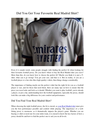 Did You Get Your Favourite Real Madrid Shirt