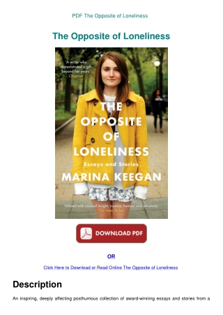 PDF The Opposite of Loneliness