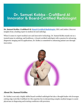 Dr. Samuel Kobba- CraftBard AI