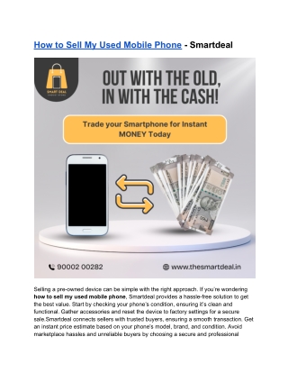 How to Sell My Used Mobile Phone - Smartdeal