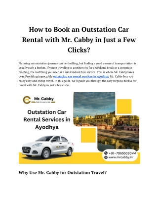 Book Outstation Car Rental Services in Ayodhya - Mr. Cabby