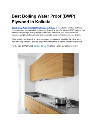 Best Boiling Water Proof (BWP) Plywood in Kolkata