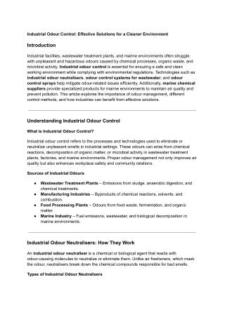 Industrial Odour Control_ Effective Solutions for a Cleaner Environment