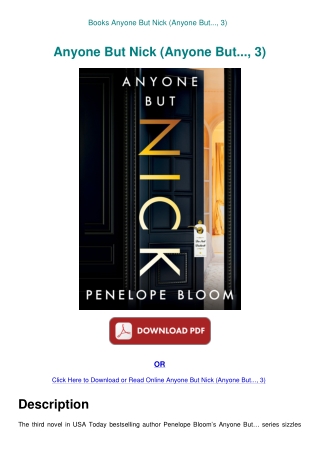 Books Anyone But Nick (Anyone But...  3) 