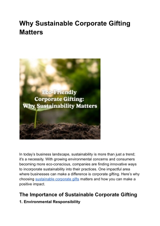 Why Sustainable Corporate Gifting Matters