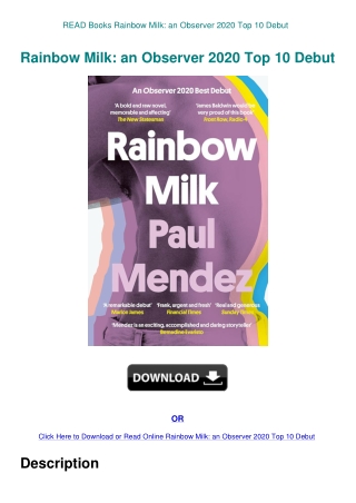 READ Books Rainbow Milk an Observer 2020 Top 10 Debut 