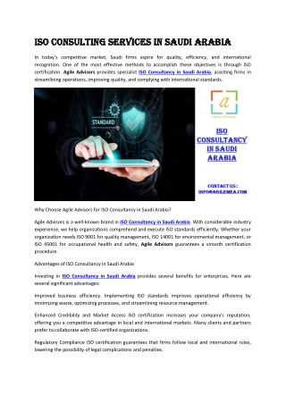 ISO Consulting Services in Saudi Arabia