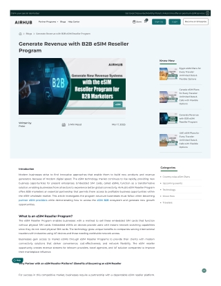 Generate Revenue with B2B eSIM Reseller Program Airhub eSIM