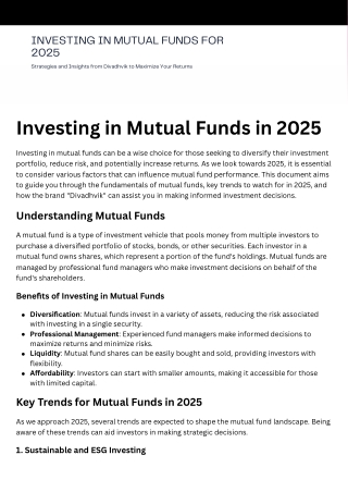 Investing in Mutual Funds in 2025
