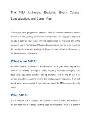 The MBA Universe_ Exploring Every Course, Specialization, and Career Path