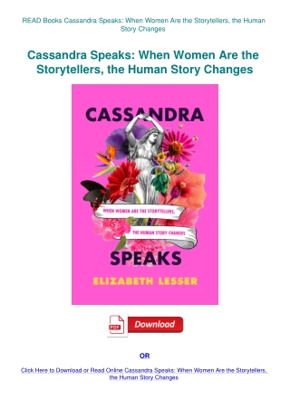 READ Books Cassandra Speaks When Women Are the Storytellers  the Human Story Changes