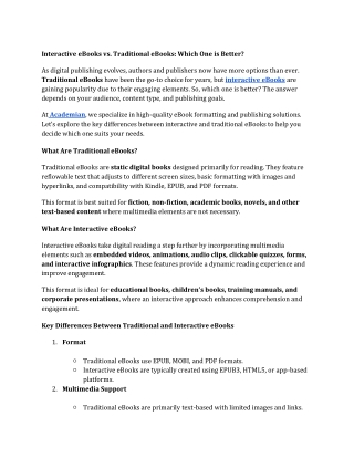 Interactive eBooks vs. Traditional eBooks Which One is Better