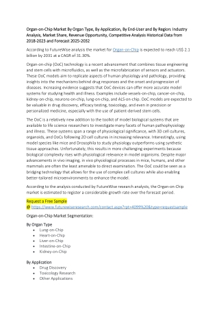 Organ-on-Chip: Market Analysis, Technological Trends, and Commercial Potential