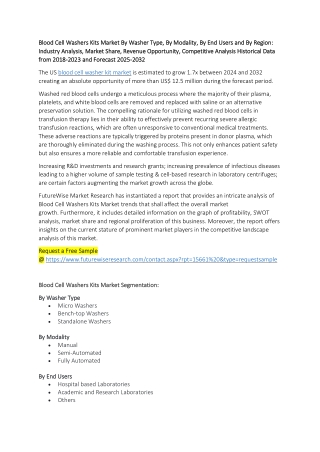 Revolutionizing Blood Processing: The Expanding Blood Cell Washers Kits Market