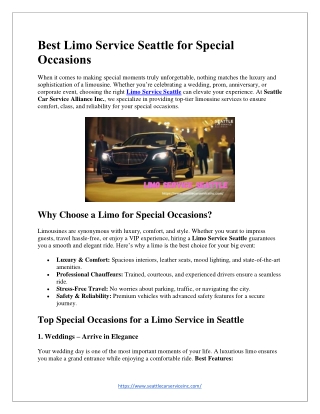 Best Limo Service Seattle for Special Occasions