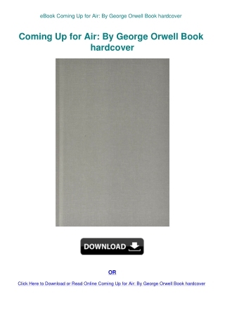 eBook Coming Up for Air By George Orwell Book hardcover