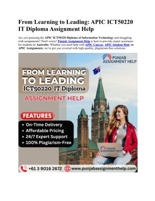 From Learning to Leading: APIC ICT50220 IT Diploma Assignment Help