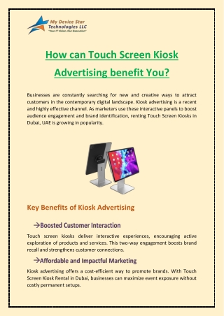 How can Touch Screen Kiosk Advertising benefit You?