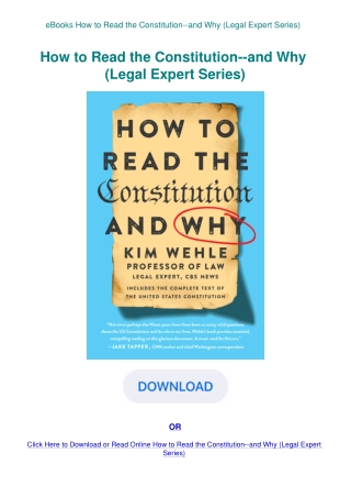 eBooks How to Read the Constitution--and Why (Legal Expert Series)