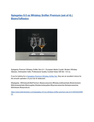 Spiegelau 9.5 oz Whiskey Snifter Premium (set of 4) _ BistroToRestro