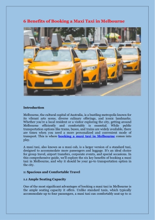 6 Benefits of Booking a Maxi Taxi in Melbourne