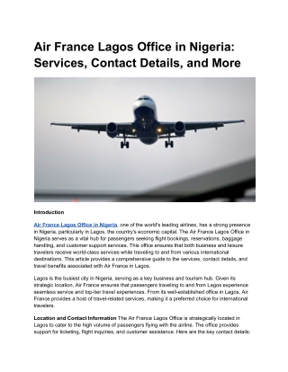 Air France Lagos Office in Nigeria