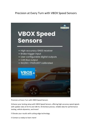 Precision at Every Turn with VBOX Speed Sensors