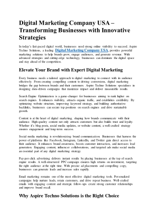 Digital Marketing Company USA Asphire