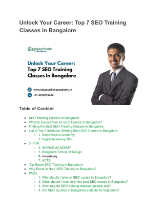 Master SEO with the Best SEO Training in Bangalore